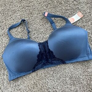 Cacique Mastectomy Bra 46DDD Blue Modern Collection Lightly Lined No-Wire Lace